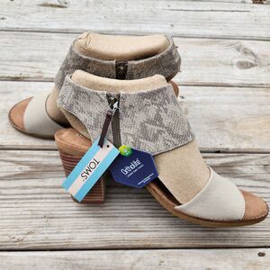 TOMS Majorca Snakeskin Cutout Block Heel Womens Sz 11 Sandals New In Damaged Box